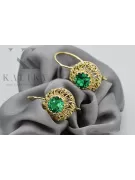 8K žlté zlato 333 Emerald náušnice vec002x-em Russian Soviet USSR Vintage Jewlery Art Deco style